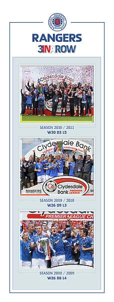 Rangers SPL Champions 3 in a Row Montage Framed Print