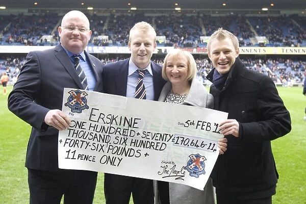 Rangers Steven Naismith Receives Erskine Charity Cheque during Rangers vs Dundee United Scottish Cup Fifth Round Match (2-0)