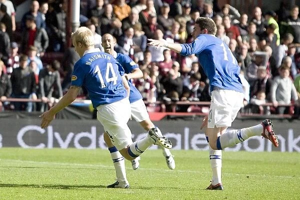 Rangers Steven Naismith Scores the Dramatic Winning Goal Against Hearts in Scottish Premier League at Tynecastle