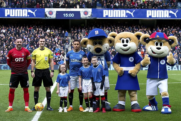 Rangers Tavernier and Mascots: A Ladbrokes Premiership Moment at Ibrox Stadium