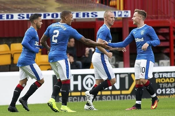 Rangers: Tavernier and McKay in Euphoric Goal Celebration at Fir Park during Betfred Cup Clash vs Motherwell