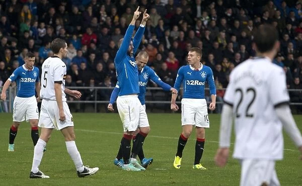 Rangers Triumph: Boyd, Miller, and Macleod Celebrate Championship Goal