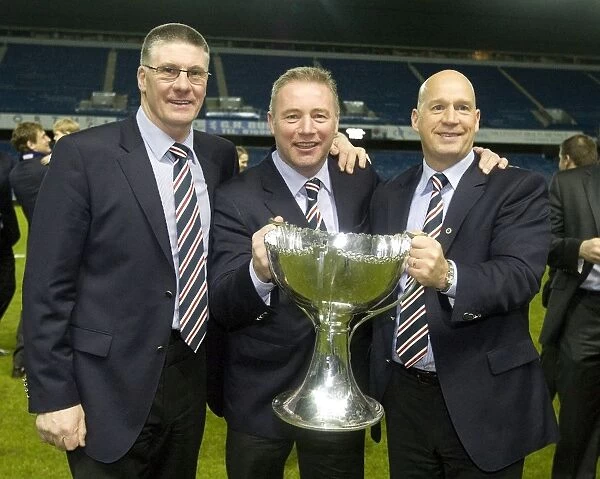 Rangers Triumph: McCoist, Stewart, and McDowall Celebrate Co-operative Cup Victory at Ibrox (2011)