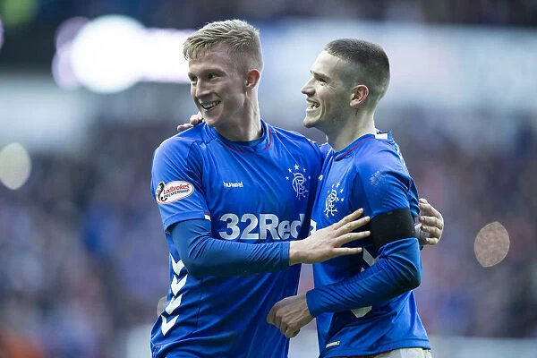 Rangers Triumph: McCrorie and Kent Celebrate Scottish Premiership Victory at Ibrox (Scottish Cup Champions 2003)
