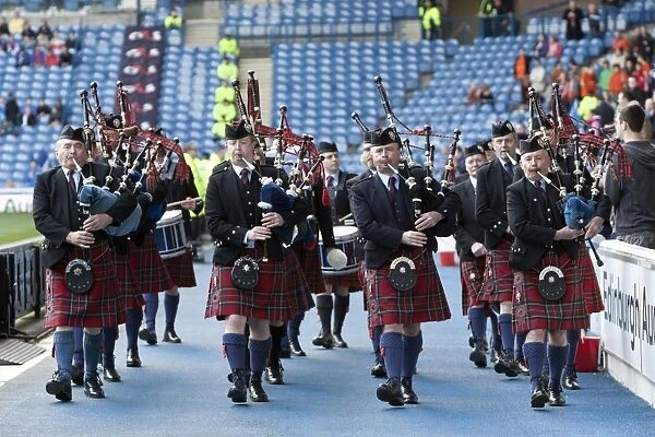 Rangers Triumph: Scots Guard Pipe Band Honors a 5-0 Victory at Ibrox Stadium