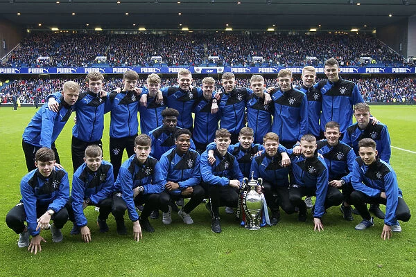 Rangers U17 Parade Glasgow Cup: Celebrating Victory on Ibrox Stadium Pitch against Kilmarnock