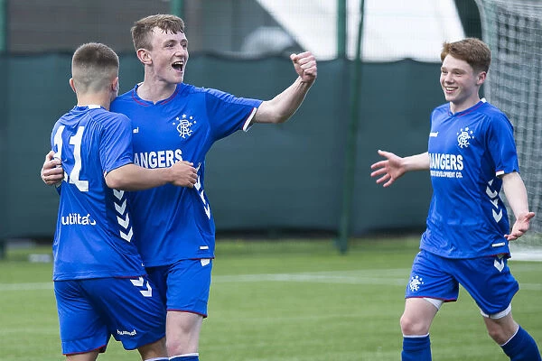 Rangers U18s: Kai Kennedy and James Maxwell Celebrate Goal Against Hearts in Club Academy Scotland League at Oriam, Edinburgh