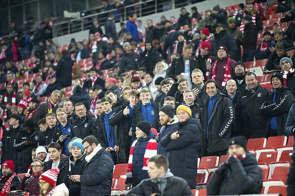 Rangers U19 and Coaching Staff at Europa League: Scottish Cup Champions in the Stands of Otkritie Arena