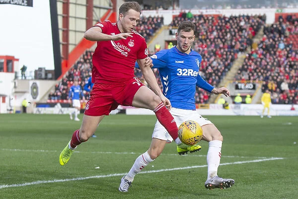 Rangers vs Aberdeen: Barisic Fights for Ball in Intense Scottish Cup Quarter-Final at Pittodrie Stadium