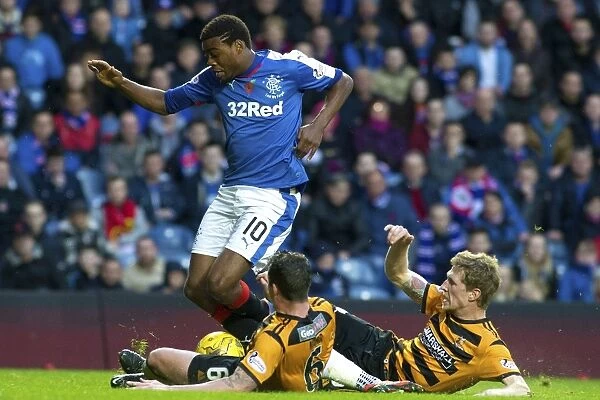 Rangers vs Alloa Athletic: Nathan Oduwa's Intense Battle for the Ball at Ibrox Stadium