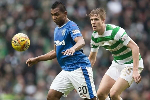 Rangers vs Celtic: Morelos Shields Ball from Ajer in Intense Ladbrokes Premiership Clash at Celtic Park