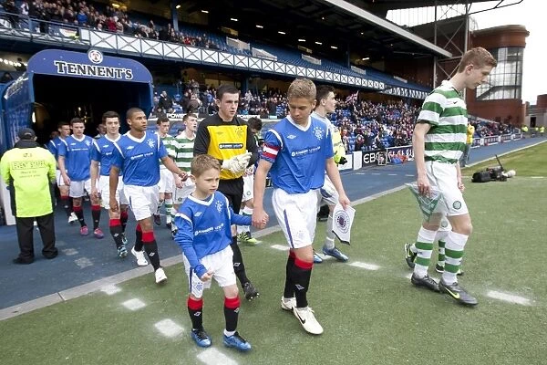 Rangers vs Celtic U17s Glasgow Cup Final 2012: Captains Lead Out Teams at Ibrox Stadium