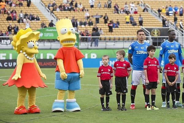 Rangers vs. Corinthians: The Simpsons Invasion - Lisa and Bart Join Rangers Mascots at the Florida Cup