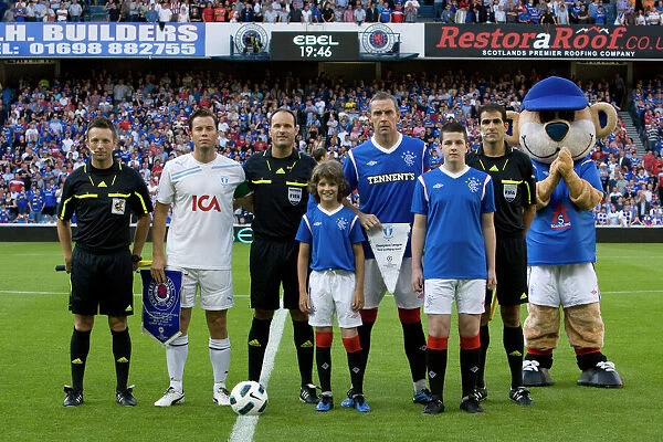Rangers vs Malmo FF: Champions League Qualifier - Captains and Officials Gather at Ibrox Stadium (1-0 in Favor of Malmo)