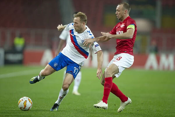 Rangers vs Spartak Moscow: Europa League Clash - Scott Arfield vs Salvatore Bocchetti at Otkritie Arena