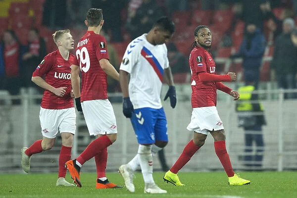 Rangers vs Spartak Moscow: Luiz Adriano's Goal Celebration in Europa League Group G at Otkritie Arena
