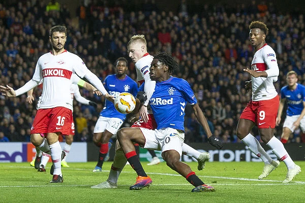 Rangers vs Spartak Moscow: Ovie Ejaria Fights for Ball in Europa League Group G at Ibrox Stadium