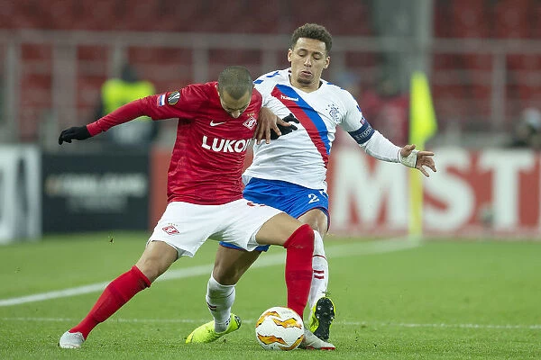 Rangers vs Spartak Moscow: Tavernier Tackles Hanni in Europa League Clash at Otkritie Arena
