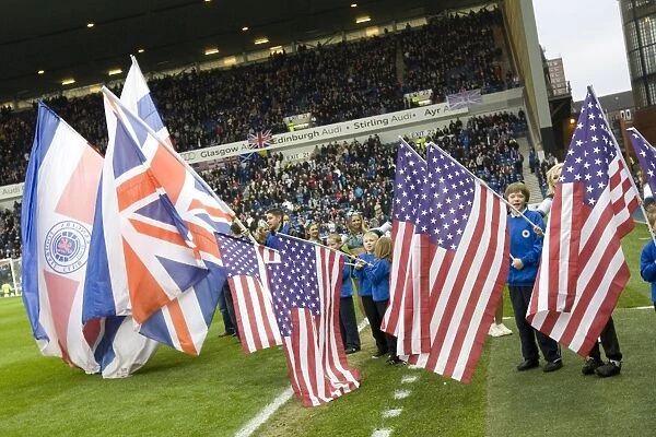 Rangers vs. St Johnstone at Ibrox Stadium: Flag Bearers Honor Thanksgiving with American Flags (0-0)
