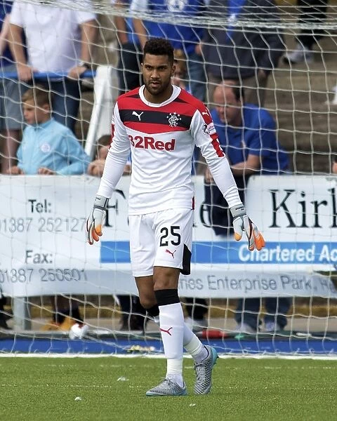 Rangers Wes Foderingham Protecting the Goal at Palmerston Park during Queen of the South Championship Clash