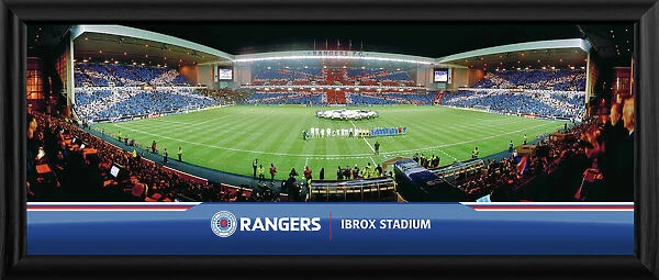 RNGR220 - Rangers v Inter Milan Union Jack Flags, 880x420mm Panoramic Framed Print