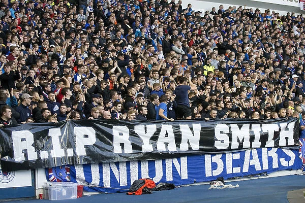A Sea of Emotion: Passionate Rangers FC Fans at Ibrox Stadium during the Europa League Play-Off Showdown (Scottish Cup Champions 2003)