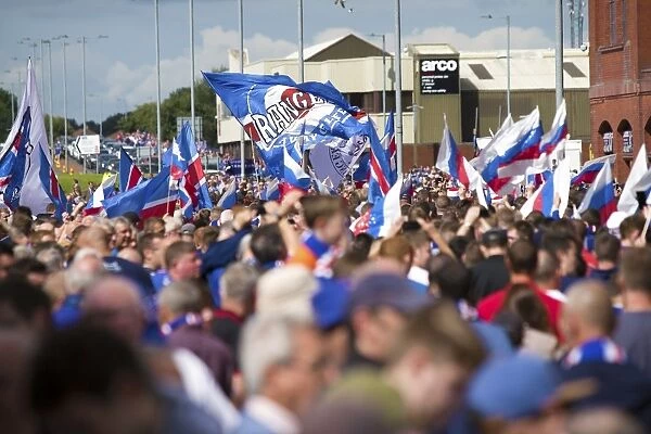 A Sea of Rangers Supporters Gather at Ibrox Stadium for a Ladbrokes Premiership Showdown
