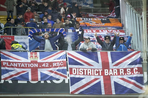 A Sea of Scarves: Unwavering Rangers Fans at the Europa League Clash in Otkritie Arena (Scottish Cup Winners 2003)