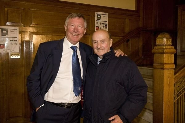 Sir Alex Ferguson Reunites with Ex-Ranger Johnny Hubbard during Manchester United's UEFA Champions League Victory at Ibrox