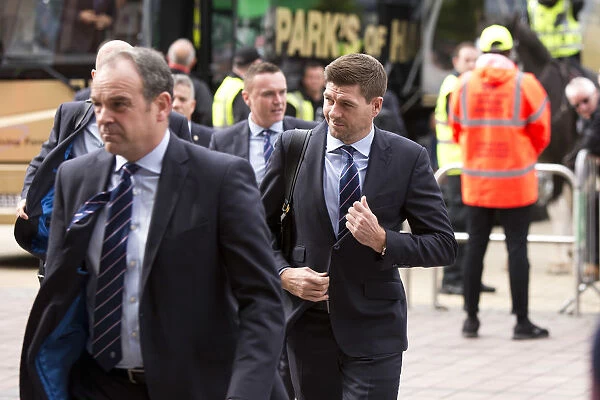 Steven Gerrard and Rangers Team Arrive at Celtic Park for Intense Premiership Clash
