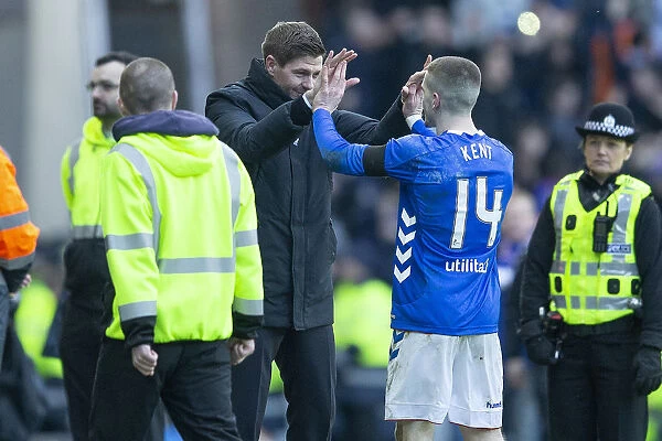 Steven Gerrard and Ryan Kent: Rangers Jubilant Moment after Securing Scottish Premiership Victory over Celtic at Ibrox Stadium