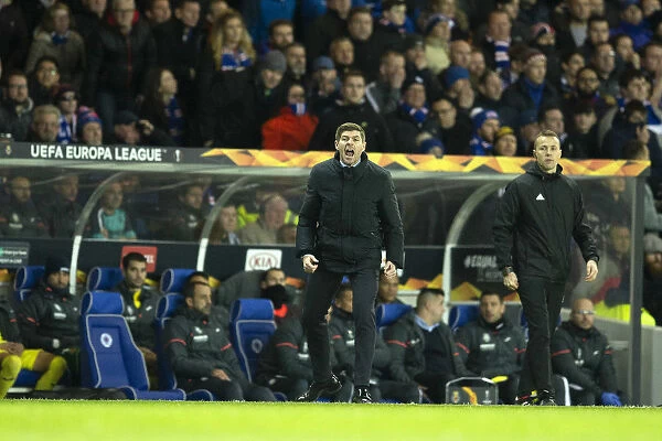 Steven Gerrard's Intense Reaction during Rangers vs Villarreal, UEFA Europa League at Ibrox Stadium (Scottish Cup Winning Manager)