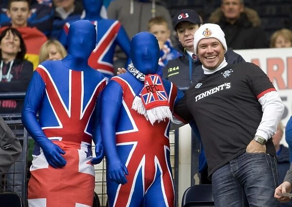 Thrilled Rangers Fans at Rugby Park: 2010-11 Clydesdale Bank Scottish Premier League Champions Kick-off