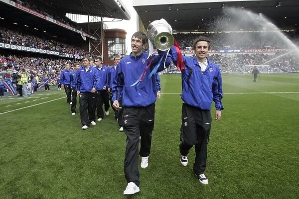 Triumphant Rangers U17s Parade Glasgow Cup at Ibrox Stadium - SPL Champions