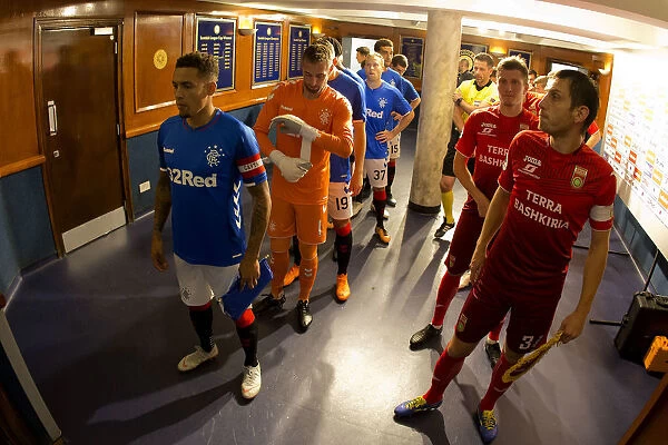 Tunnel Tensions: Rangers and FC Ufa Before the Europa League Play-Off Clash at Ibrox Stadium