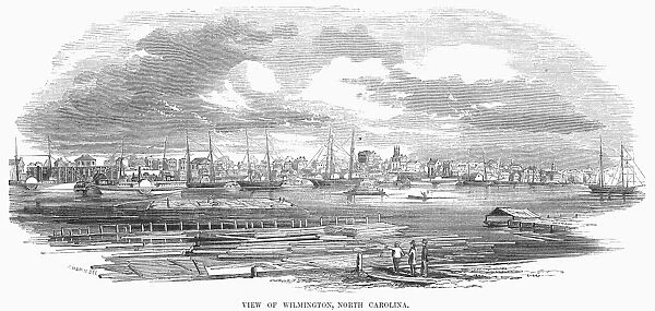 NORTH CAROLINA: WILMINGTON. View of the city and harbor of Wilmington, North Carolina. Wood engraving, American, 1853