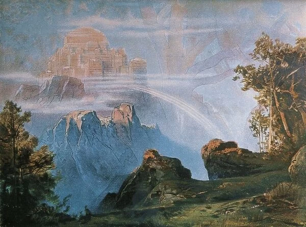 Germany, Bayreuth, Walhalla, backdrop for scenic design of Ring of Nibelungs by Richard Wagner (1813-1883)