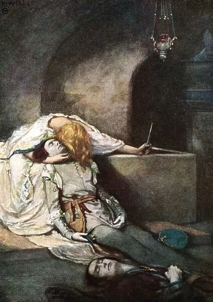 Romeo and Juliet play by Wiliam Shakespeare written c1895. Juliet wakes from her