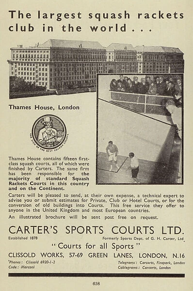 Advert for Carters Sports Courts Ltd (litho)
