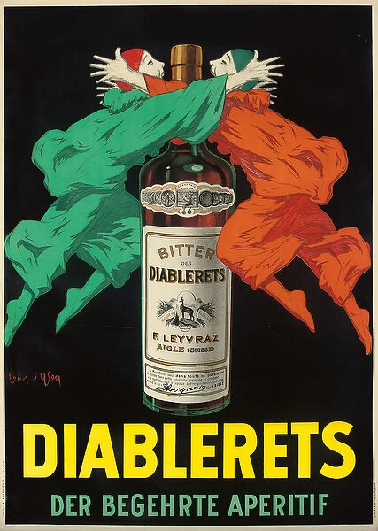 Advertising poster for the aperitif Diablerets (colour lithograph)