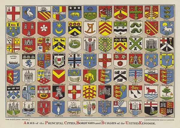 Arms of the principal cities, boroughs and burghs of the United Kingdom (colour litho)