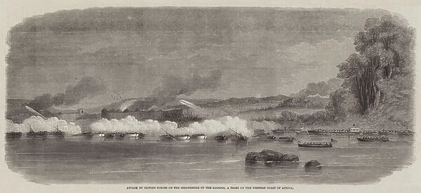 Attack by British Forces on the Stronghold of the Loosoos, a Tribe on the Western Coast of Africa (engraving)