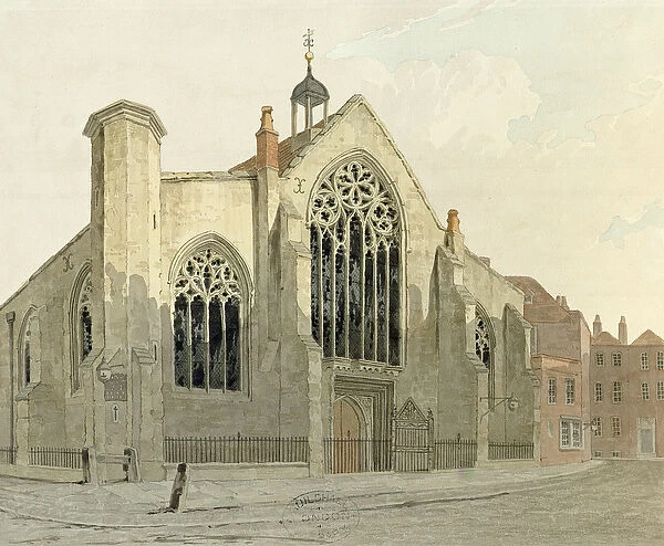 Austin Friars Church, Broad Street, from the North West, c. 1780 (w  /  c on paper)