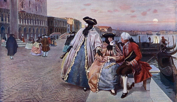 After the Ball, Venice (colour litho)