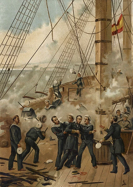 Battle of Callao, Peru, 1866 (chromolitho)