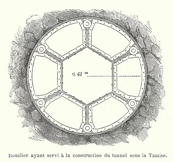 Bouclier ayant servi a la construction du tunnel sous la Tamise (engraving)