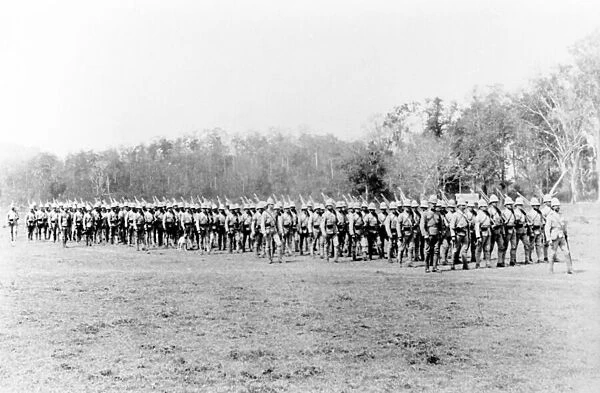 British Troops On the March in Burma, c. 1891 (b  /  w photo)