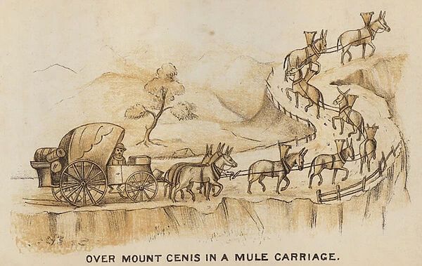 Coaches and Coaching: Over Mount Cenis in a Mule Carriage (litho)