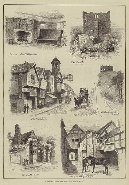 Coaching from London, Guildford (engraving)