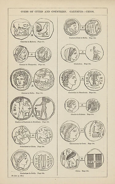 Coins of Cities and Countries, Carystus - Chios (engraving)